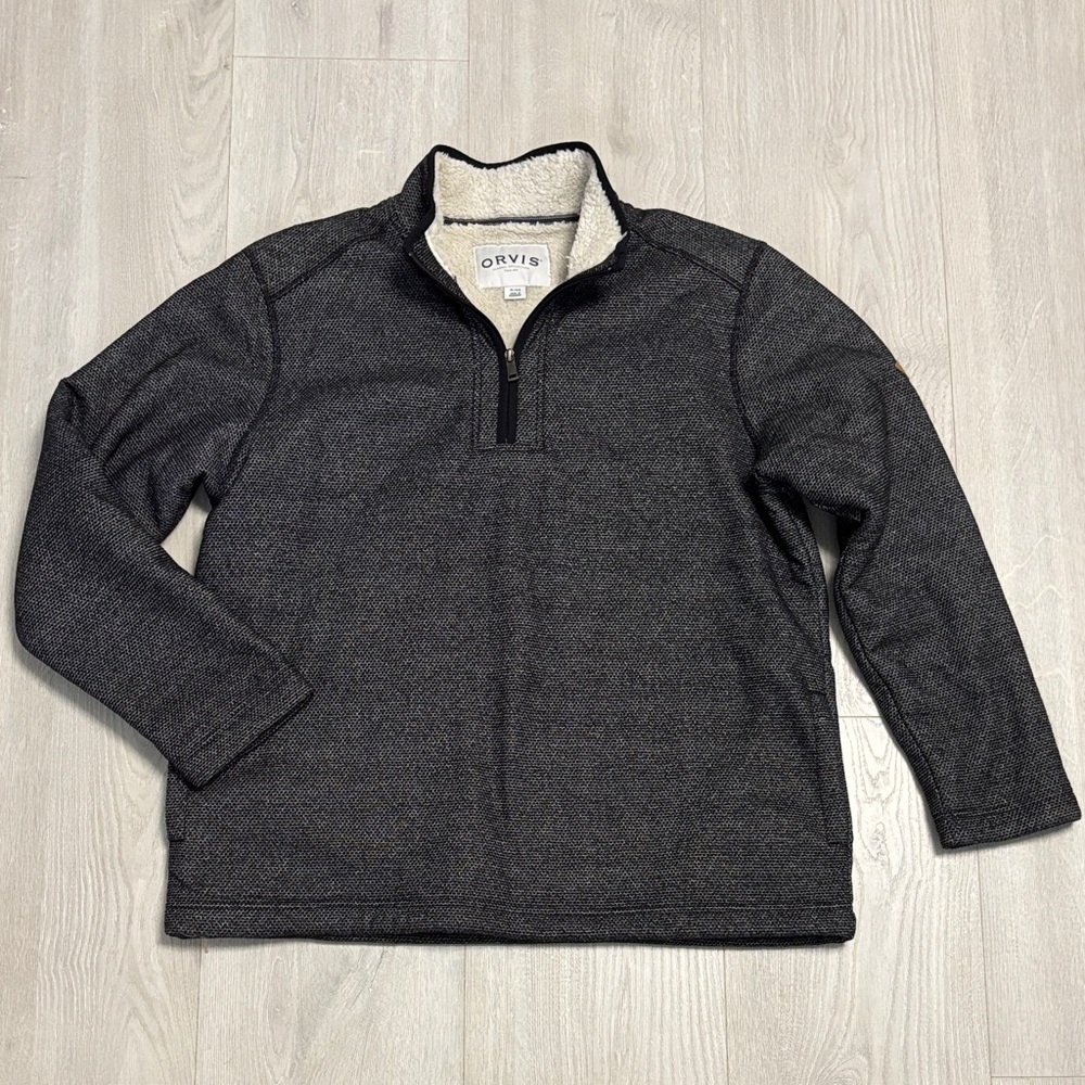 🔥BUNDLESALE XL Orvis Heavy Sherpa Lined Quarter-Zip Pullover Sweatshirt Sweater